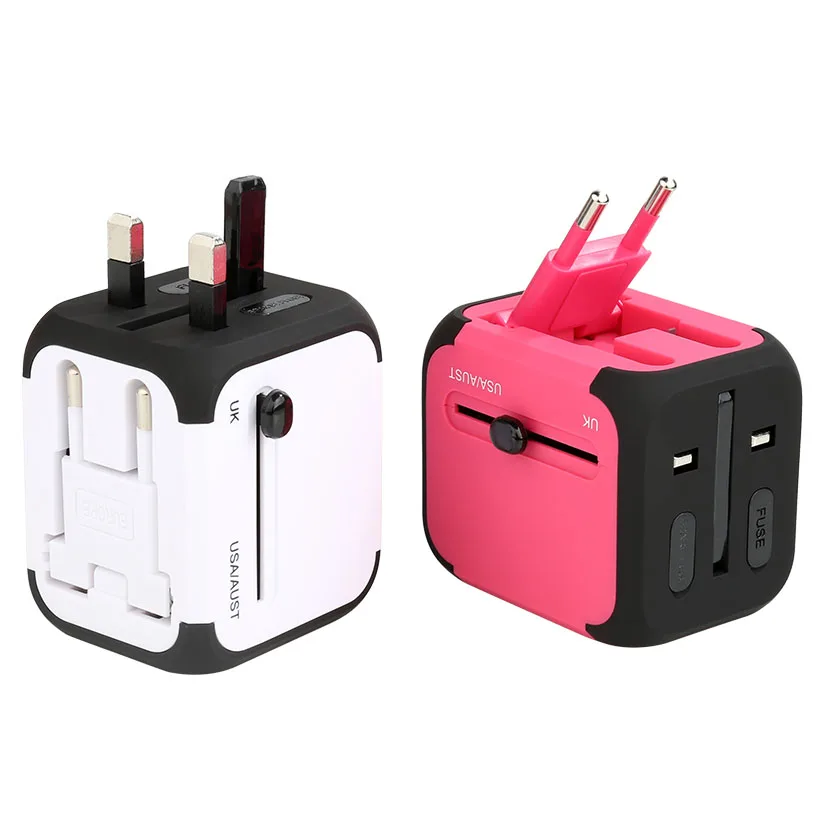 Hot rubber oil painting Otravel SL-176 universal world travel adapter kit with 2 USB port -UK,US,AU,AUS plug adapter