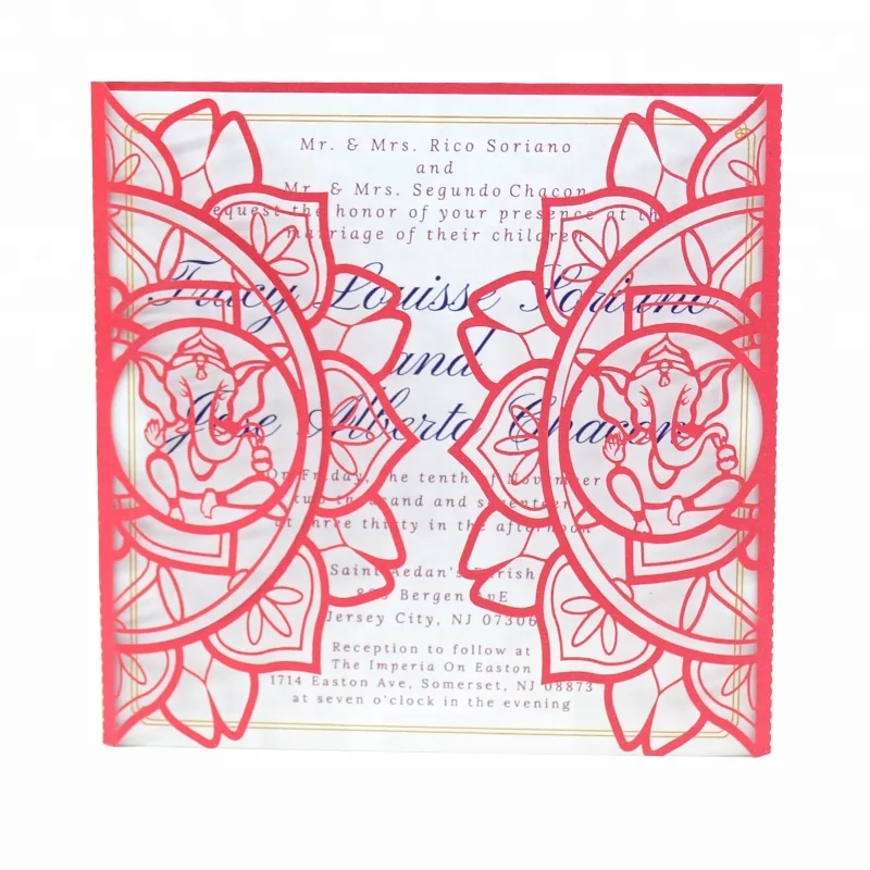wedding invitation card laser cut white ganesh buddha card invitation wedding