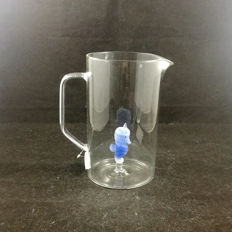 2021 New Released Creative Glass Jar/Giant Boro Glass Jar/2L Glass Jug with Figurine Seahorse Inside for Kitchen Glassware