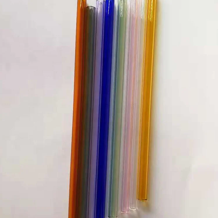Многоразовые боросиликатные прямые и изогнутые стеклянные соломинки с логотипом на заказ