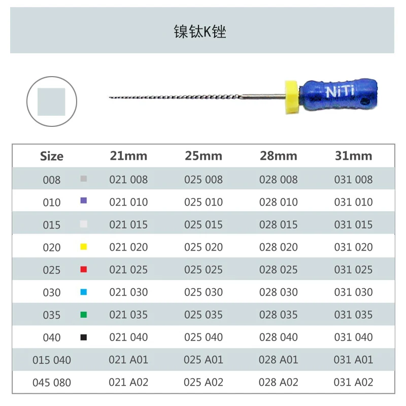 Dental stainless steel K file hand use pro taper NITI H FIles 25MM