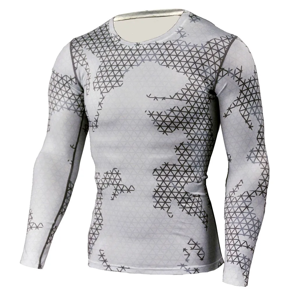 Men quick dry moisture wicking base-layer long sleeve tshirt compression training rash guard for MMA BJJ wrestling