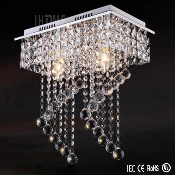 Beautiful Square Modern Small Led Crystal Chandeliers For Corridors Aisles Living Room Bedroom