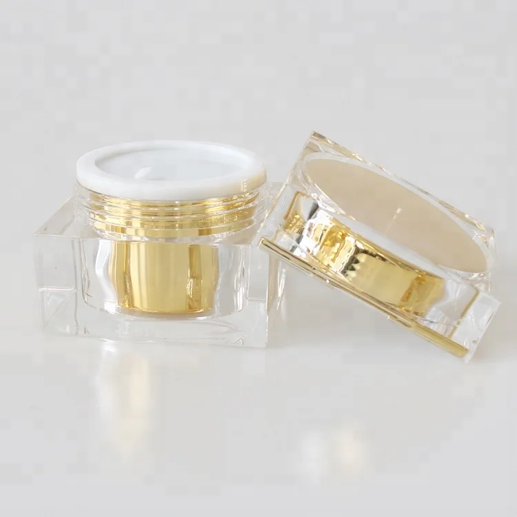 30G Gold Acrylic Square Cosmetic Empty Cream jar