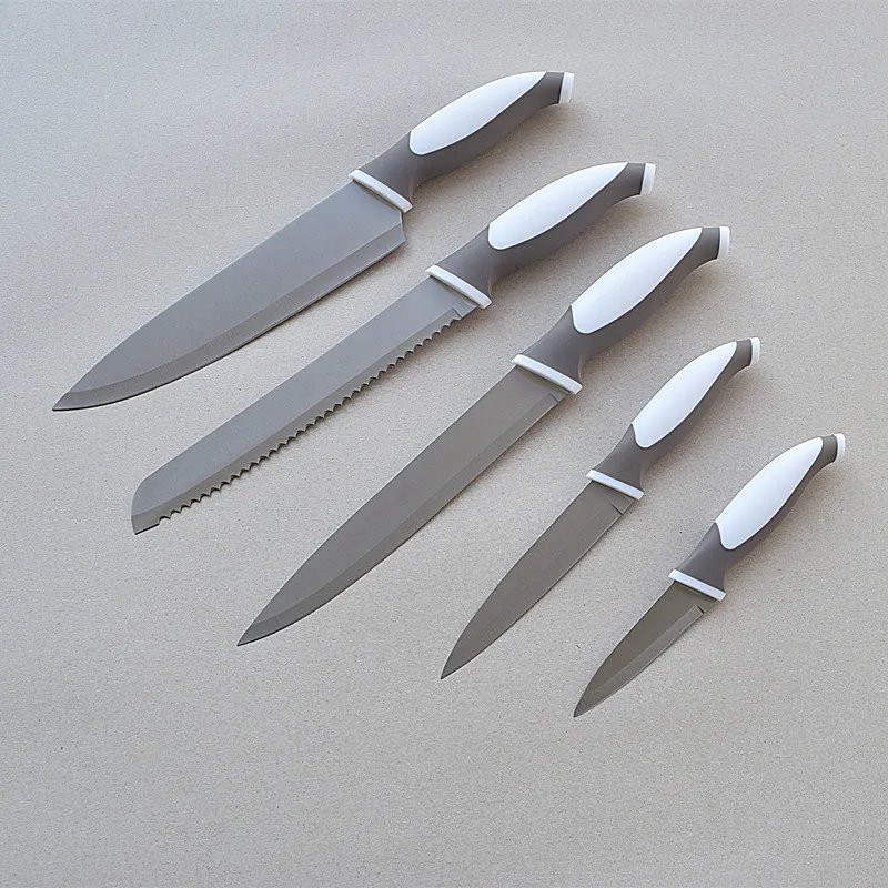 
Free sample Knives Kitchen Set Gift Item TPR Handle 5 Piece 