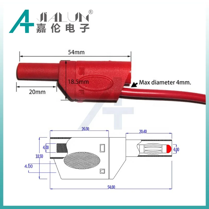 Защитный Штабелируемый Банановый штекер JIALUN PA из никелированной меди 4 мм