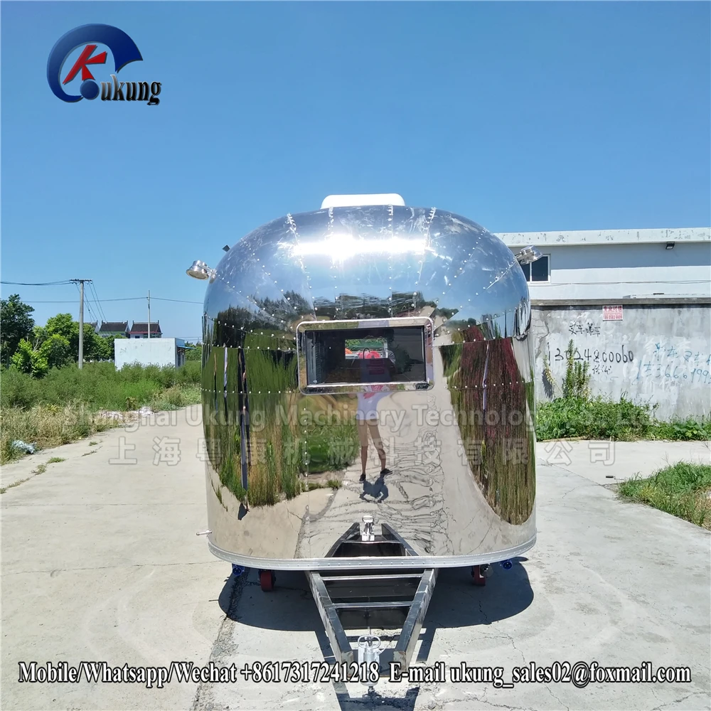 UKUNG stainless steel mobile burger truck equipped with cooking appliances, stainless steel hot dog cart