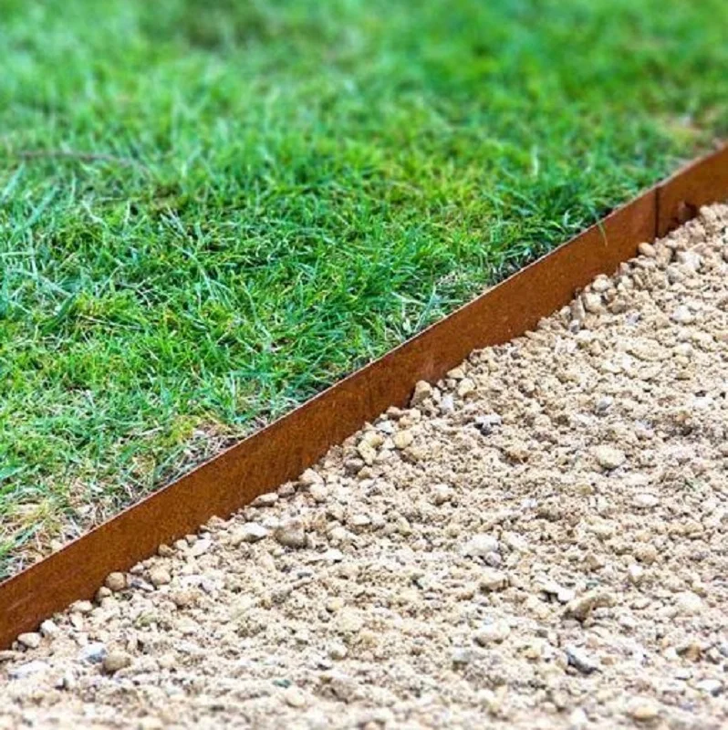 100mm Height Corten Steel Lawn/Garden Edging with top edge folded