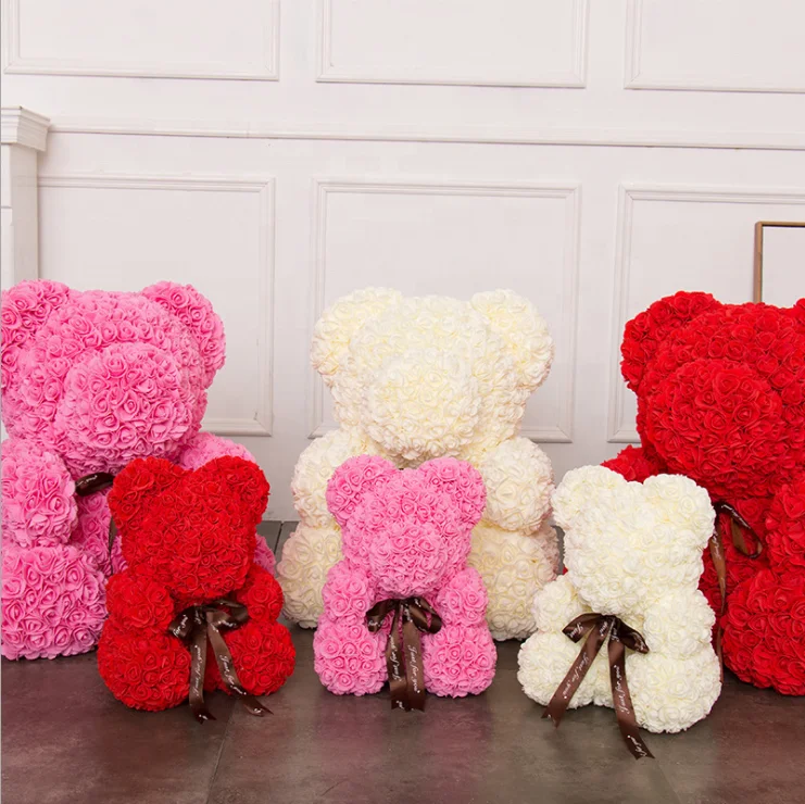 
25cm Artificial Flowers Foam Rose Teddy Bear 9 colors Available Anniversary Best Perfect and Unique Gift 