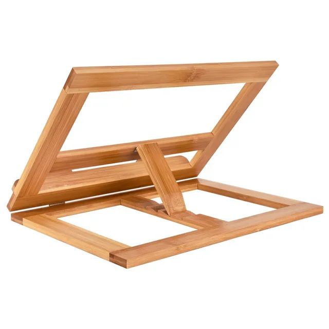 Premium adjustable Bamboo Book Stand, solid wooden book holder