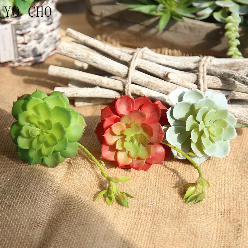 YO CHO Decoration bonsai fake succulent home office interior decor succulent plant pot home decoration pvc artificial succulents