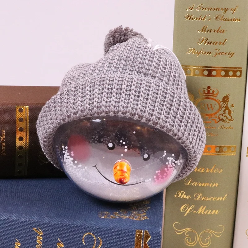 Clear Plastic Christmas Ornaments Embroidered Flocked Hollow Balls Decorative Home Wedding Party DIY Crafts Fillable Hanging