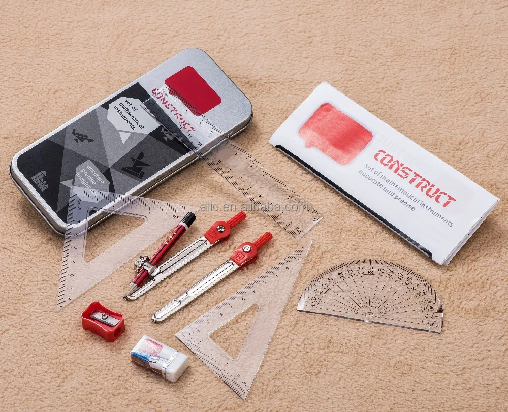 10 шт., математический набор, Геометрическая коробка, математические инструменты