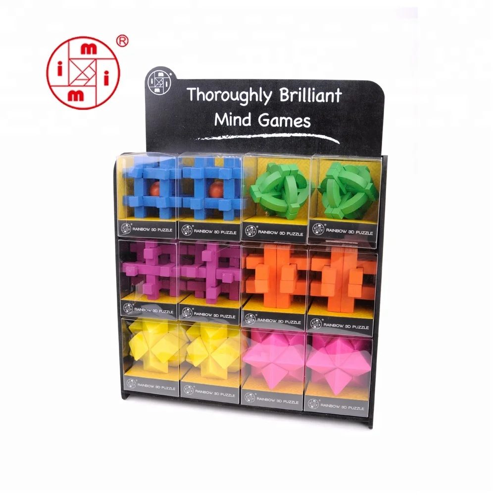 ICTI factory Intelligence 3D wooden brain teaser  puzzle toys funny cube iq game iq toy 3d puzzle ball for adult