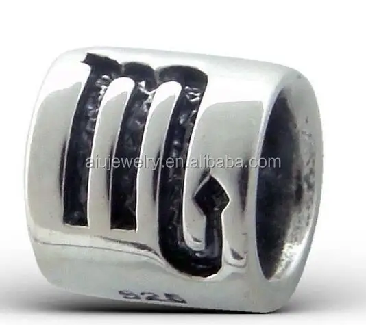 Customized 925 sterling silver Customized zodiac charm bead