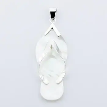 Mother Of Pearl Slipper Pendant Set In Sterling Silver Ajoure Bail
