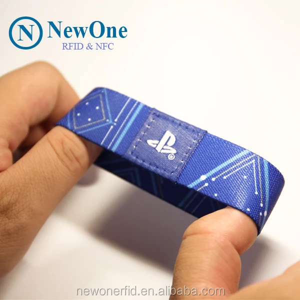Супер хорошее шитье ткань rfid браслет, сплетенный с чипом NFC