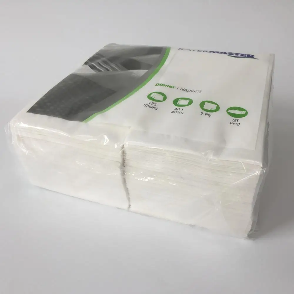 High Quality 2 Ply Paper Virgin Dinner Napkin Paper Napkins & Serviettes WHITE Virgin Wood Pulp Bag