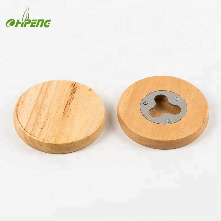 Круглая деревянная открывалка для пивных бутылок