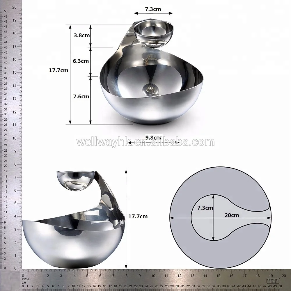 Stainless Steel Chip And Dip Bowl,Snack Bowl with dip bowl,PVD coating