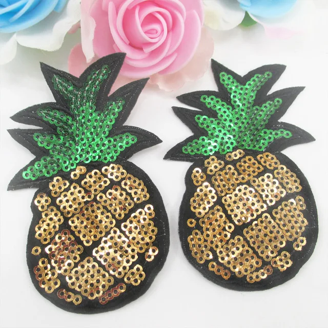 Popular With Young People Custom Pineapple Fruit Reversible Sequin Patches For Clothing No Minimum