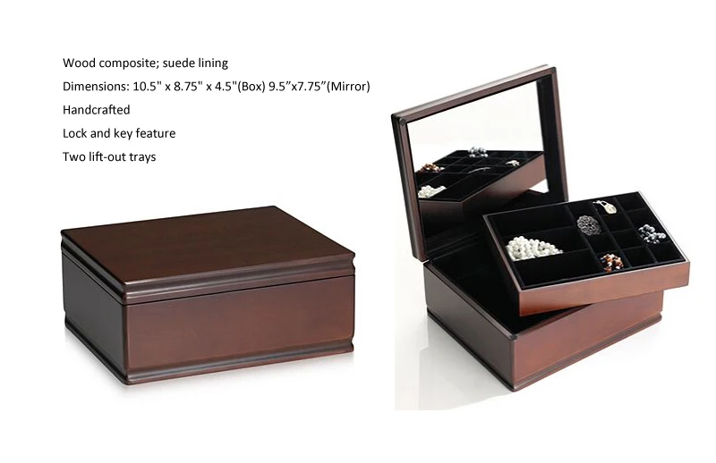 Wood High End Custom Made Black Jewelry Boxes For Organizer Box Direct Sales