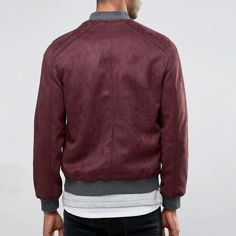 Wholesale Custom Zip Bomber Jacket casual Suede Bomber Jackets Men