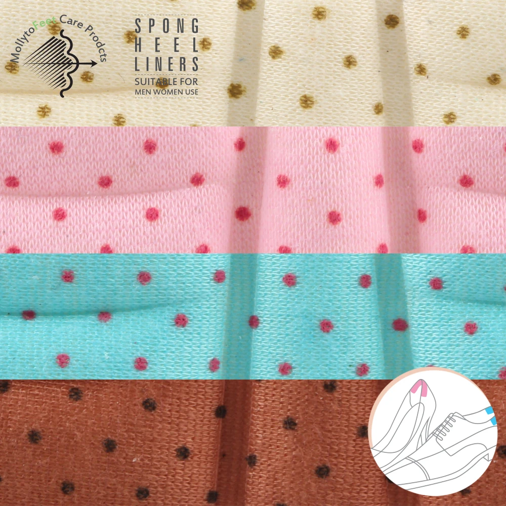 footwear foam material anti friction foot care colorful dotted shoe heel liner