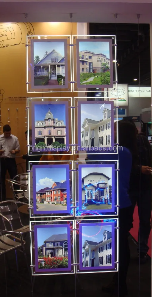 
Real estate agent LED window display advertising slim crystal light box 