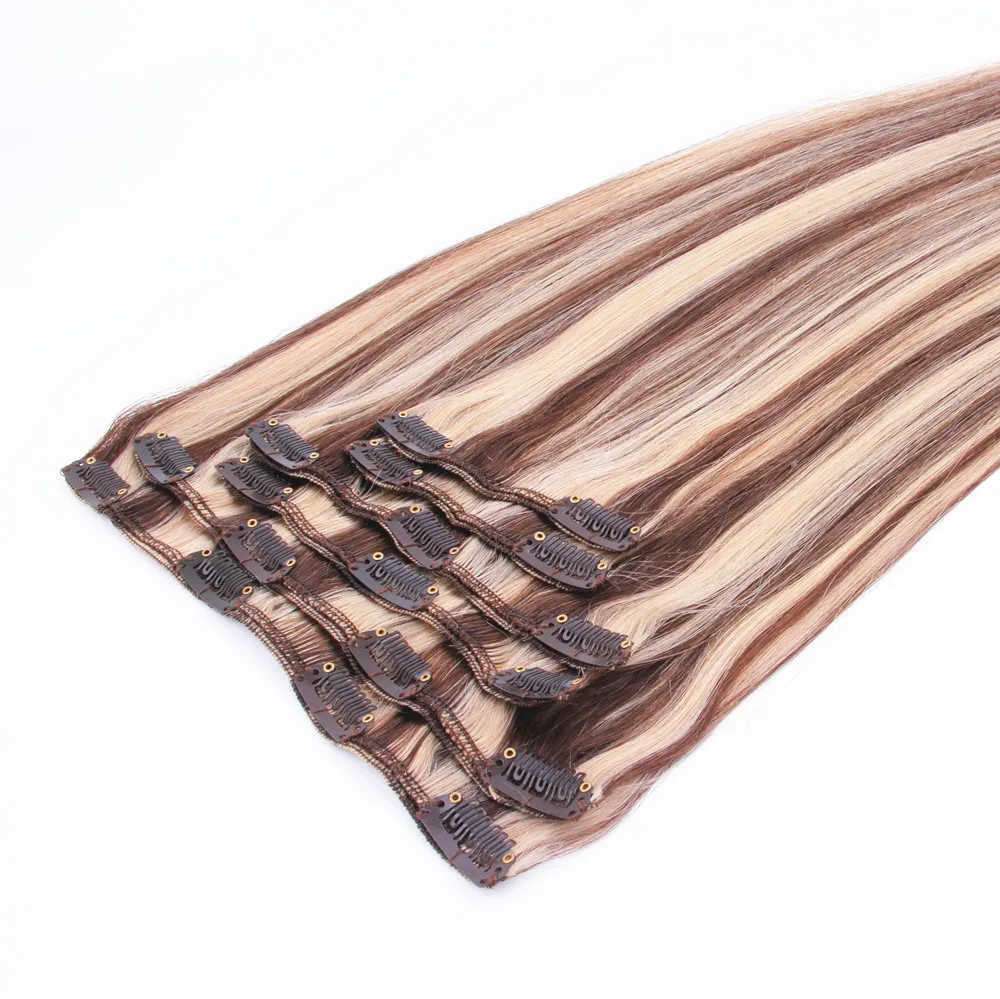 
Virgin Remy Cuticle Aligned Hair Extension Human Onbre Clip In Russian Hair Extensions 