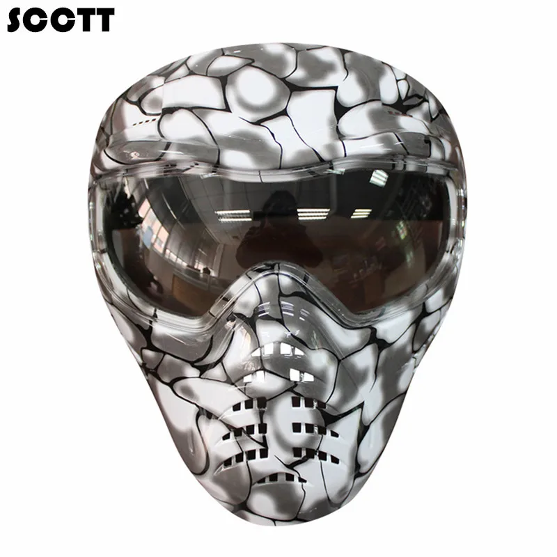 Paintball Mask Enbrille Black Snake Pattern Anti Fog Single Lens