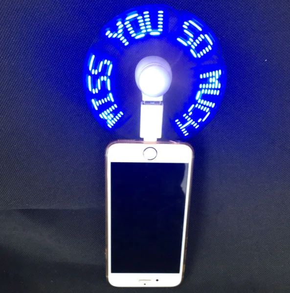Custom mini usb fan with customized led message for iphone
