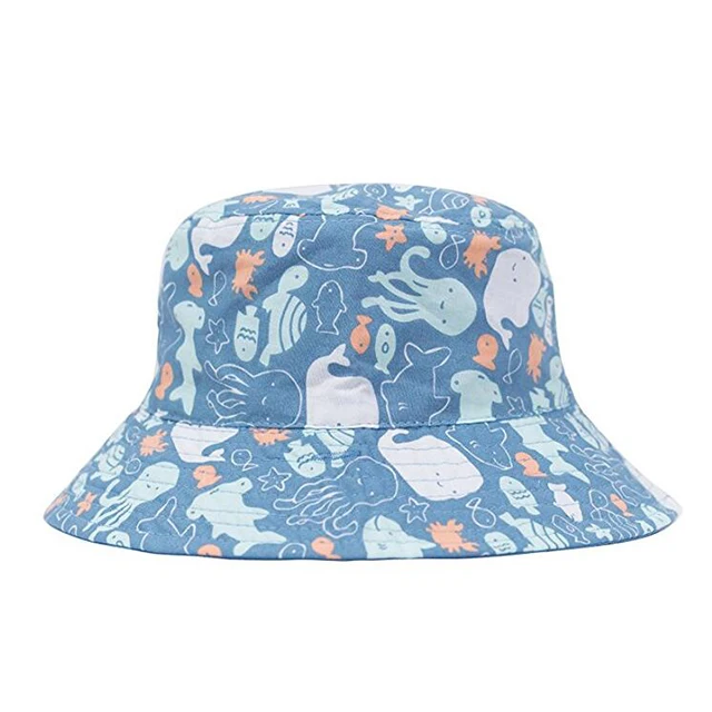 Baby Toddler Plaid Reversible Sun Protection Animal Hat Bucket caps children reversible bucket hat for kids