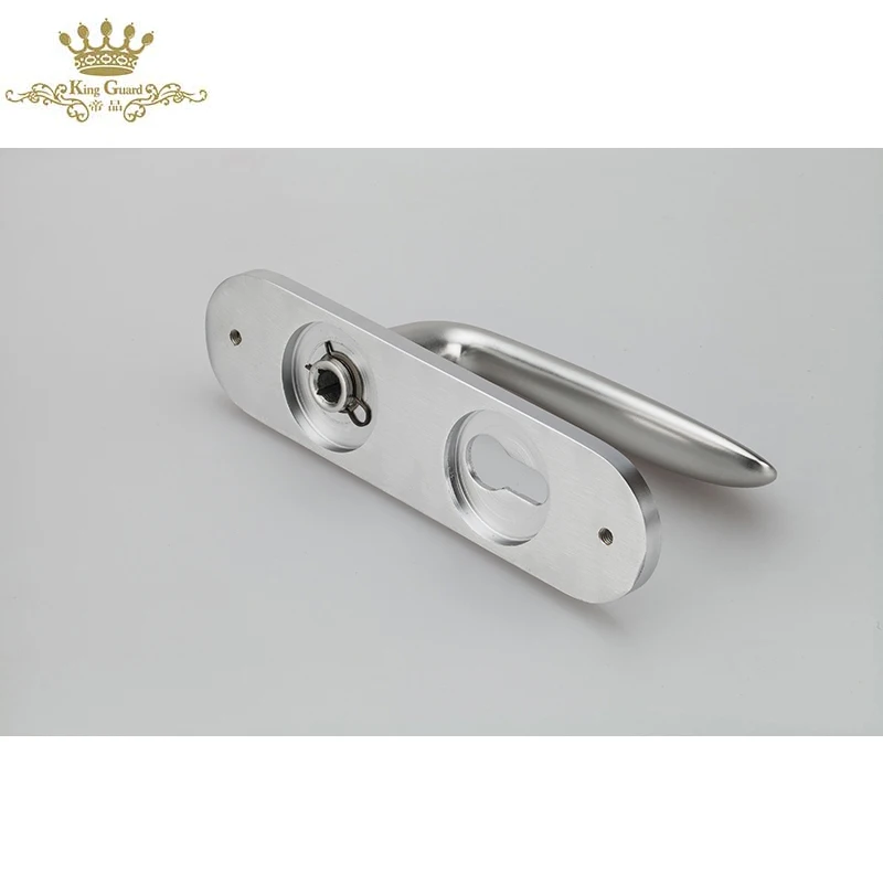 Aluminum alloy long plate handle lock wooden door mute silver simple interior door handle lock set