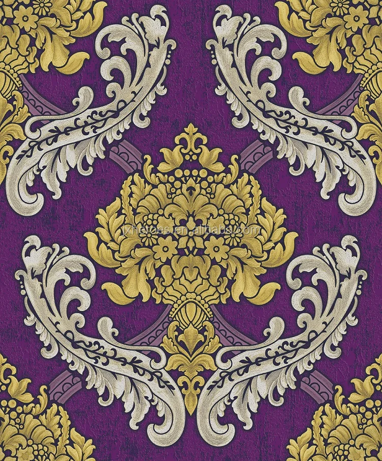 Classic European Flower Style Decorative Design Deep Embossed Vinyl Wallpaper