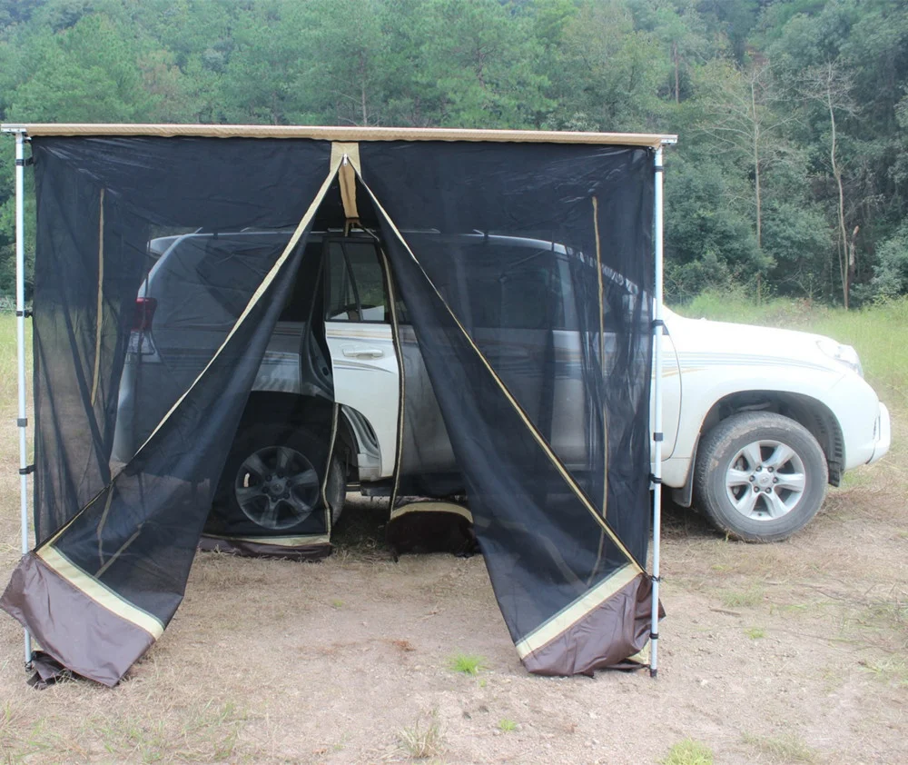 2018 Popular Waterproof Canvas Car Side Awning Tent With Mesh Awning Wall on sale