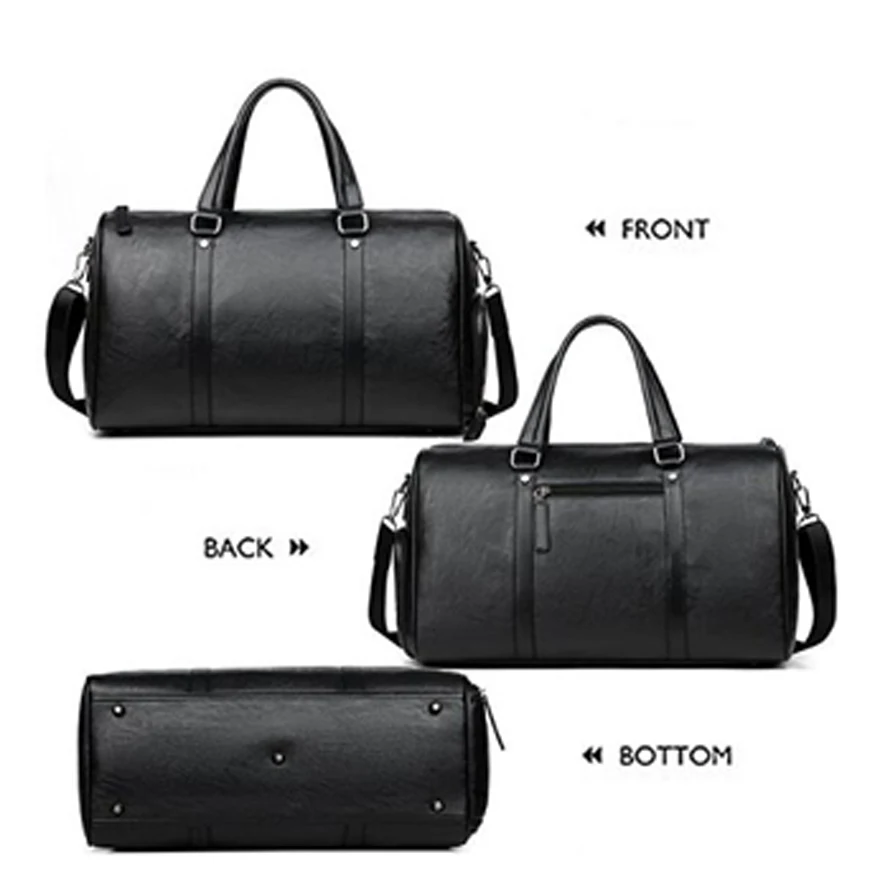 
Pu leather duffel duffle bags travel holdall sport luggage weekender bag with shoes compartment 