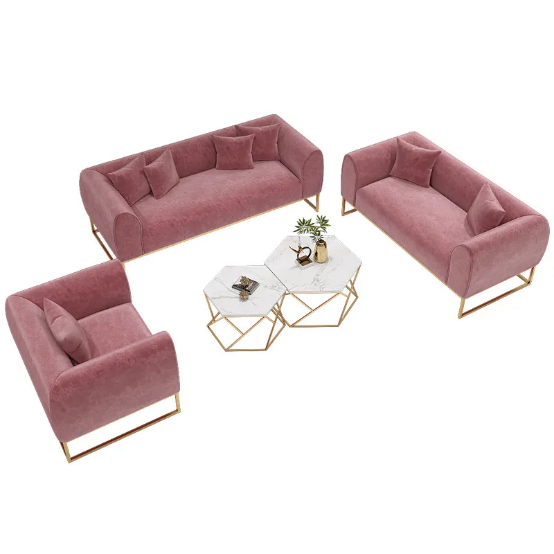 Leisure Modern Velvet Fabric home Furniture couch Living Room sofas pink sofa