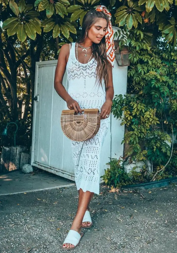 Wholesale Sexy Knitted Hollow-out Beach Dresses Bikini Swimwear Cover-Up For Women