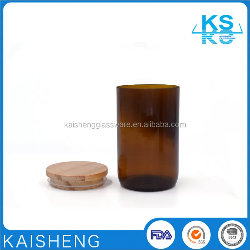 
Wholesale recycled wine glass geo cut amber jars for candles 