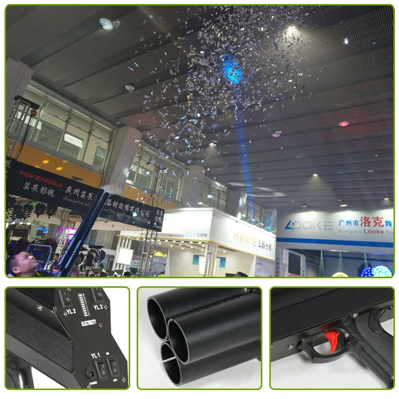 Stage Light Machine Blaster Jet Gun Cannon Tree Heads CO2 Confetti Gun For Party/DJ/Wedding/Celebration Etc LED Jet Machine