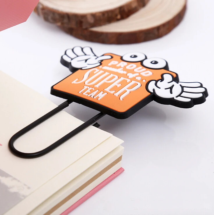 
Cartoon Korean Magnet Paper Clip Custom PVC Bookmark 