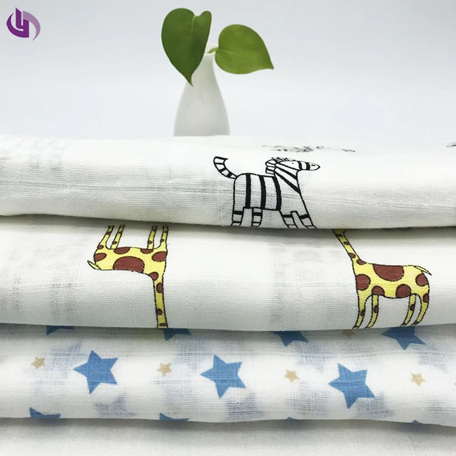 
High quality baby products 100% cotton printed muslin fabric 