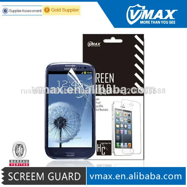 Vmax brand clear screen protector for samsung galaxy s3 color/odm service(high clear)