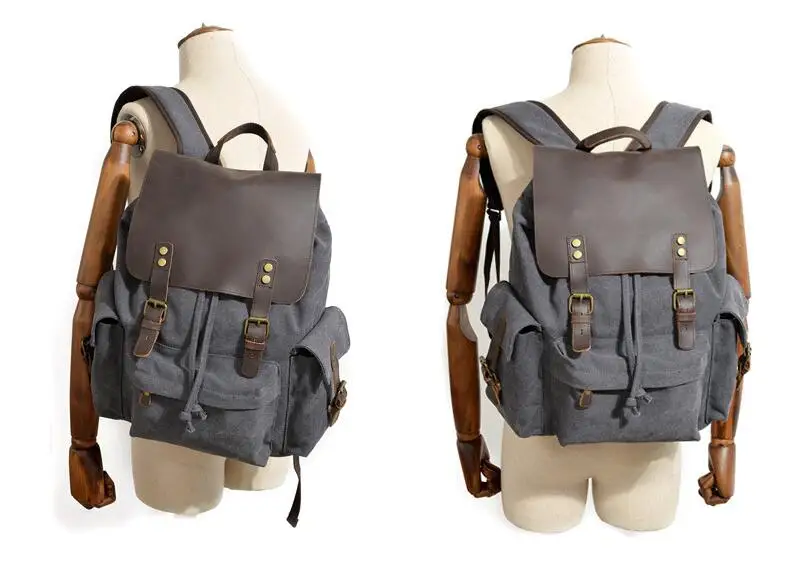 F9151 Europe Vintage New Model Outside Waxed Canvas Travel Backpack