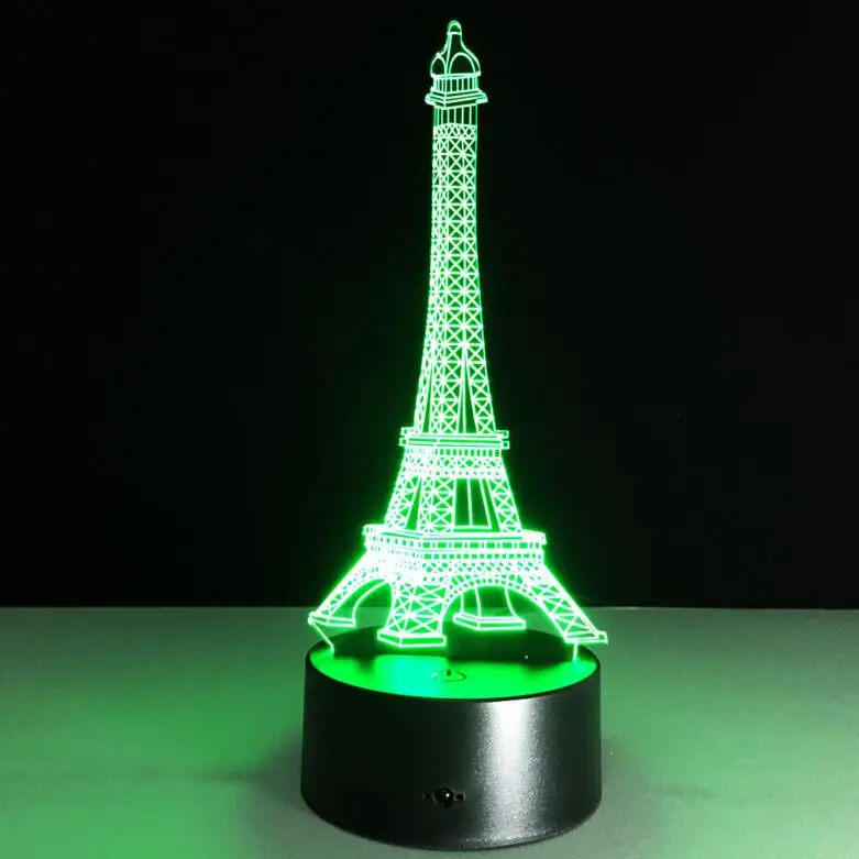 Creative Eiffel Tower Shaped 3D Night Light LED Stereoscopic Desk Lamp Room Decoration Table Lamp 3D Energy Saving Lamp