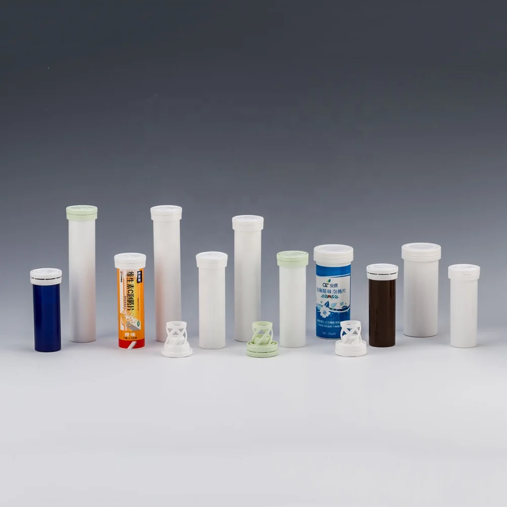 Empty Effervescent Tablet Tubes 84mm 99mm 96mm 133mm 144mm Plastic PP Calcium Vitamin C Effervescent Bottles With Desiccant Cap