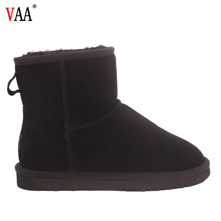 F015-5854 Winter Factory Customized Basic Design  Wool  Boots EVA Plush Genuine Leather Ankle Snow Boots