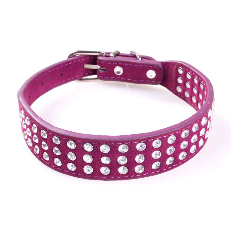 Wholesale Rhinestone Bling PU Collar Necklace For dog collar making supplies