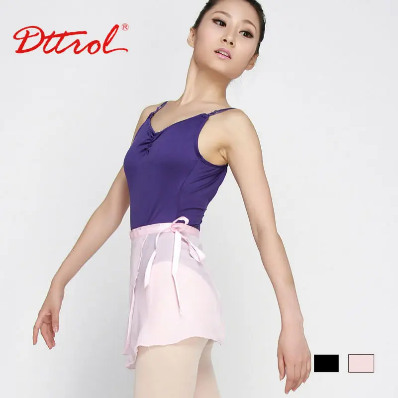 
 D004792 Dttrol танцевальная розовая черная шифоновая балетная юбка на шнуровке  